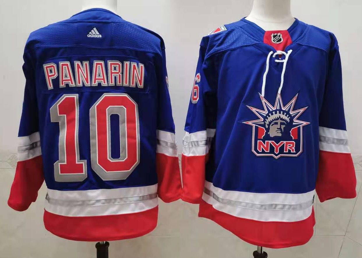 Cheap Men New York Rangers 10 Panarin Blue Authentic Stitched 2021 Adidias NHL Jersey
